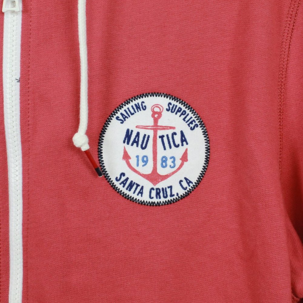 Nautica Orange Sailing Patch Full Zip Cotton Hooded Pullover Jacket Size M - Picture 4 of 13